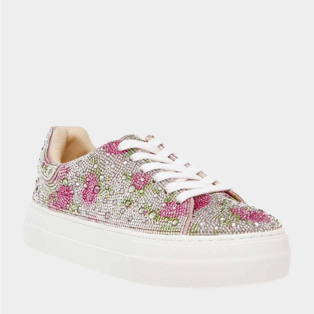 Betsy Johnson Floral Beaded Sneakers